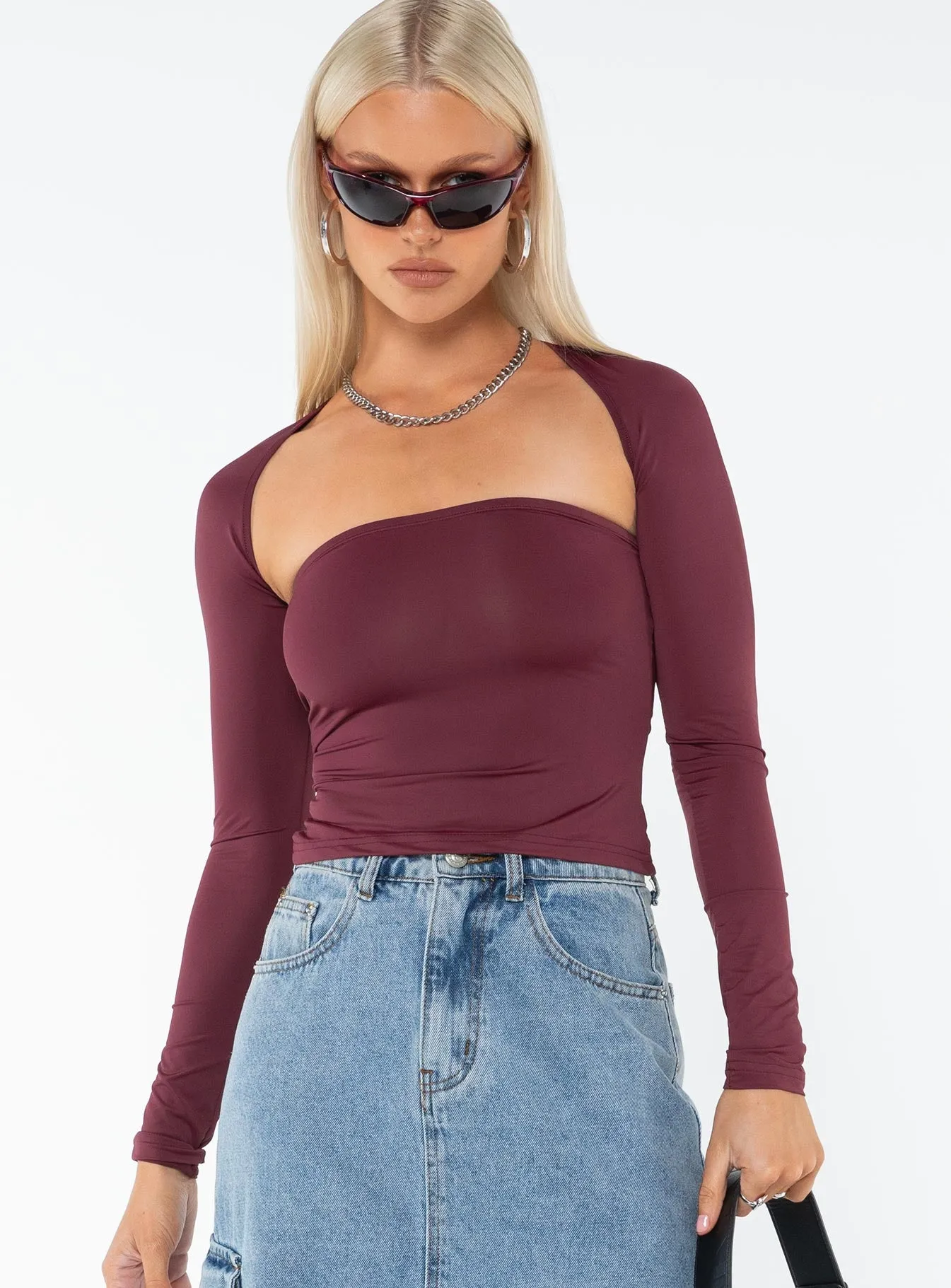 Moran Two Piece Bolero Top Wine sold by Princess Polly product image thumbnail 2