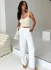Brenda Linen Blend Pants White sold by Princess Polly