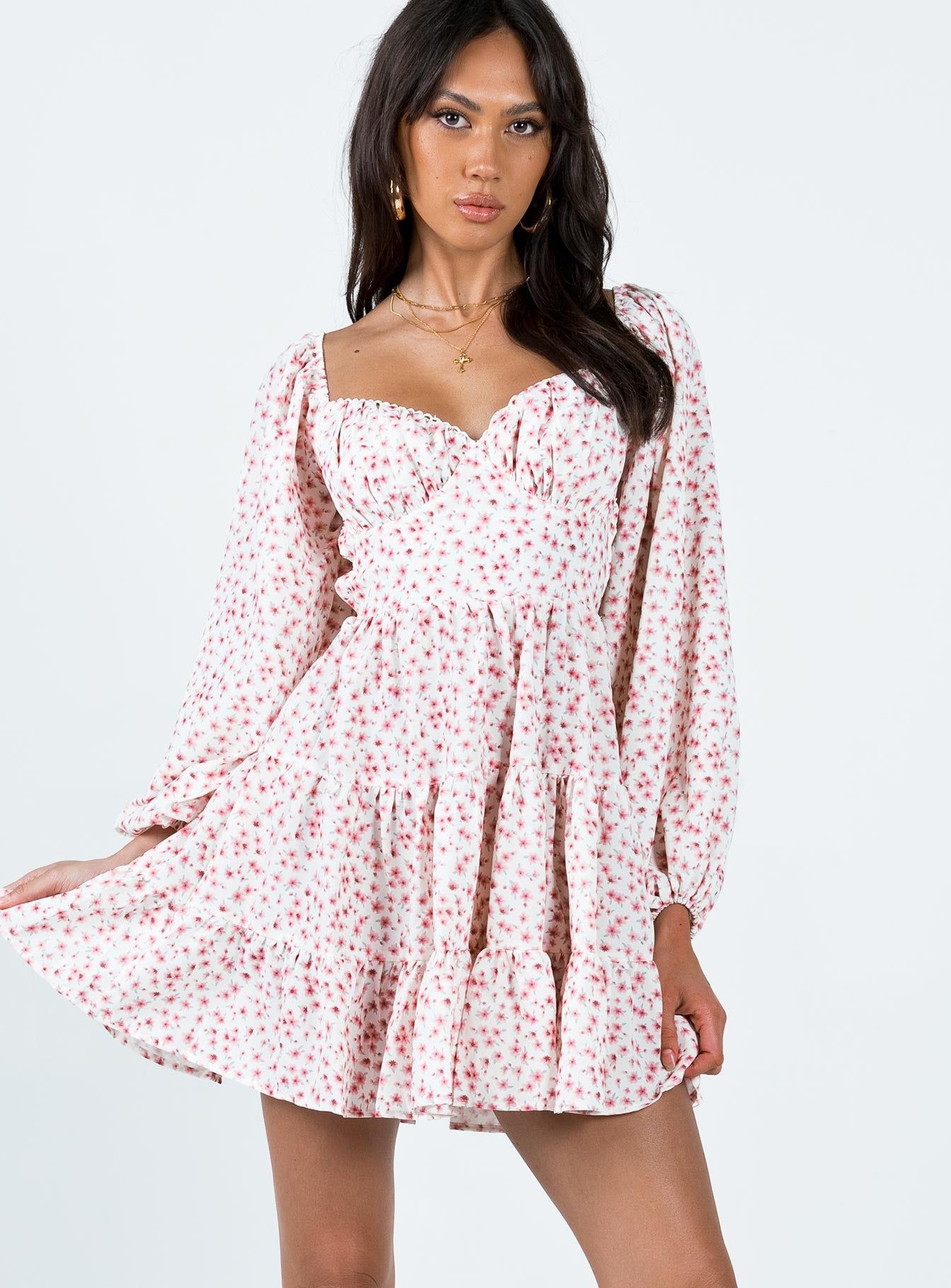 Danny Long Sleeve Mini Dress Pink Floral sold by Princess Polly product image thumbnail 2