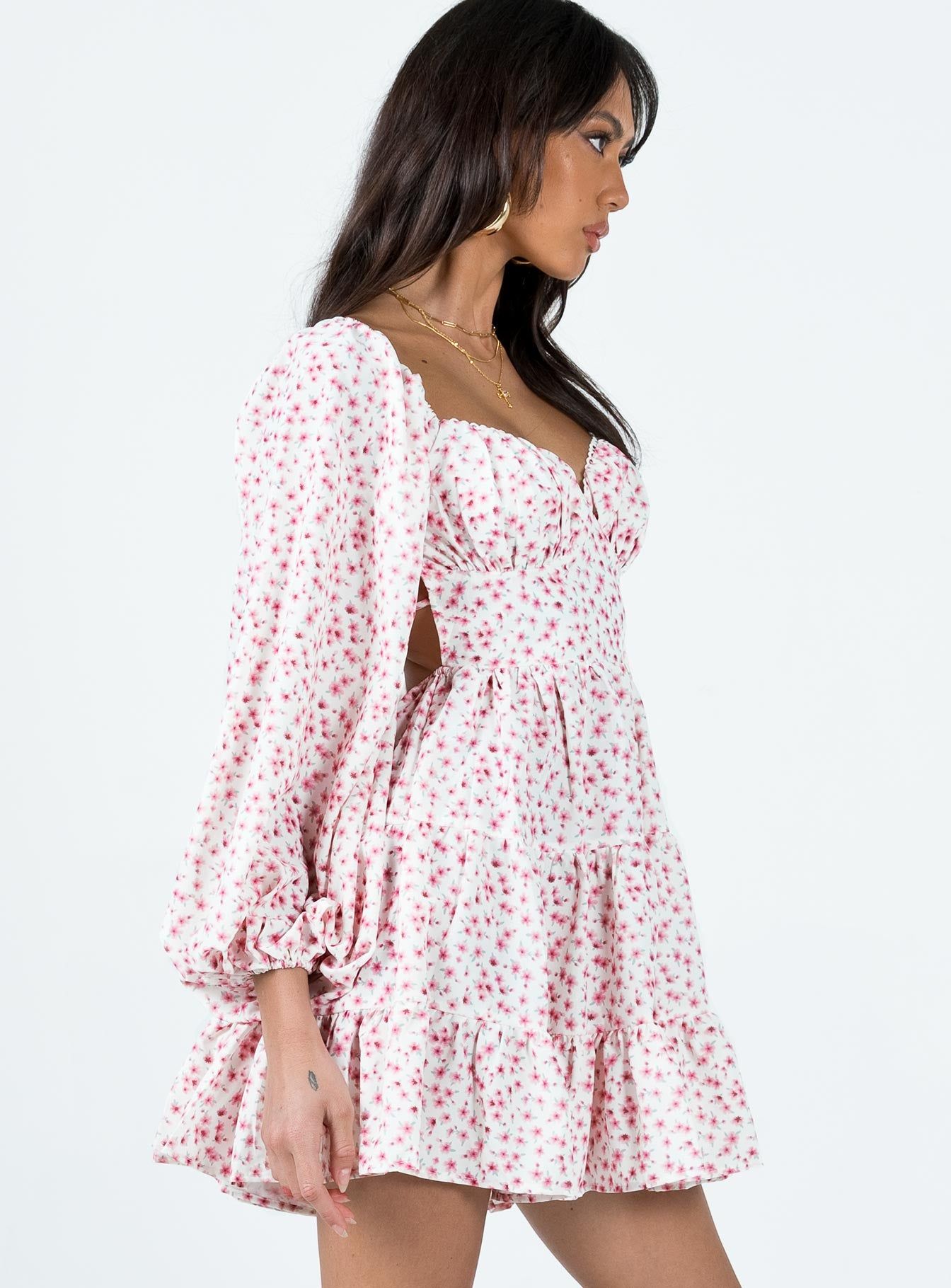 Danny Long Sleeve Mini Dress Pink Floral sold by Princess Polly product image thumbnail 4
