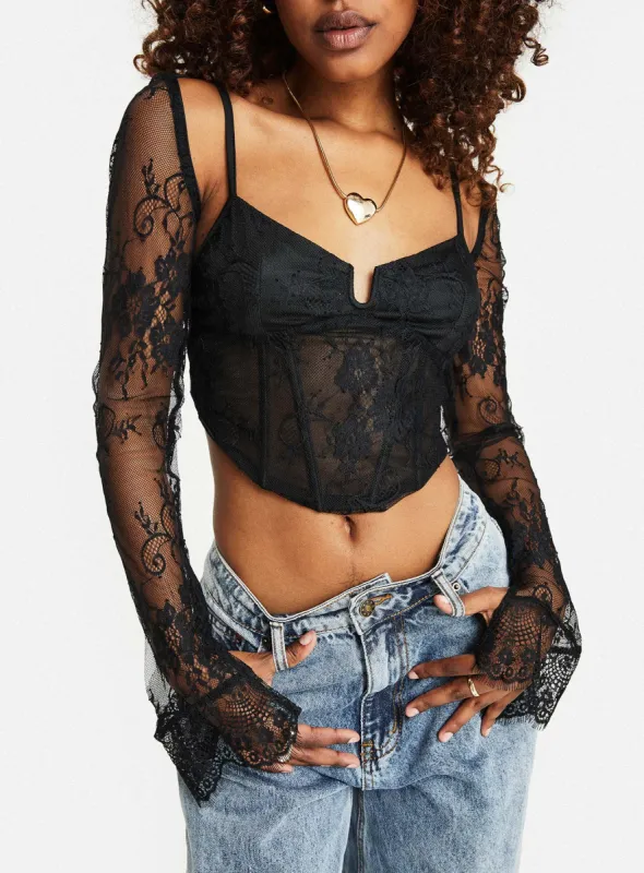 Archo Mesh Corset Lace Black sold by Princess Polly