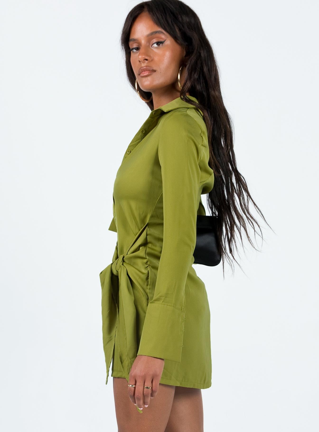 Bodeni Long Sleeve Mini Dress Green sold by Princess Polly product image thumbnail 4