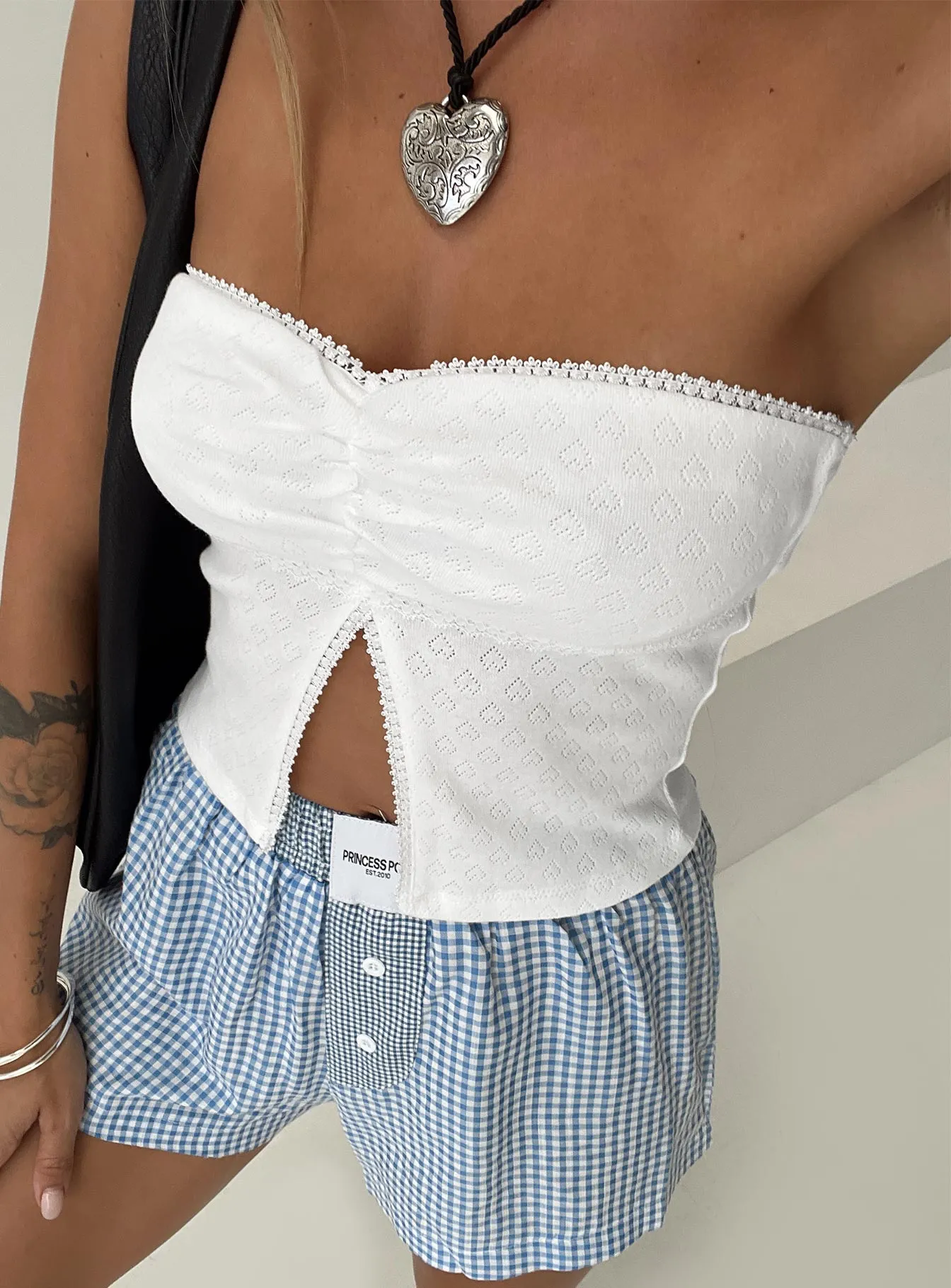 Brekke Strapless Top White sold by Princess Polly