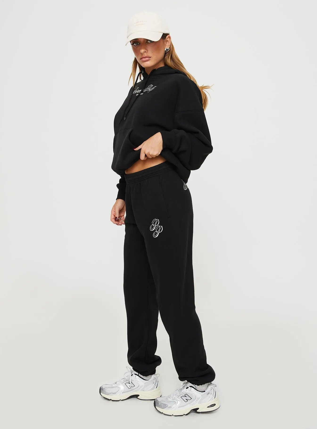 Princess Polly Track Pants Script Black / Ivory sold by Princess Polly product image thumbnail 4