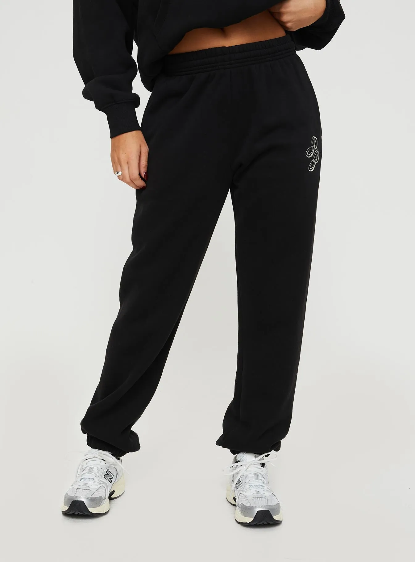 Princess Polly Track Pants Script Black / Ivory sold by Princess Polly product image thumbnail 2