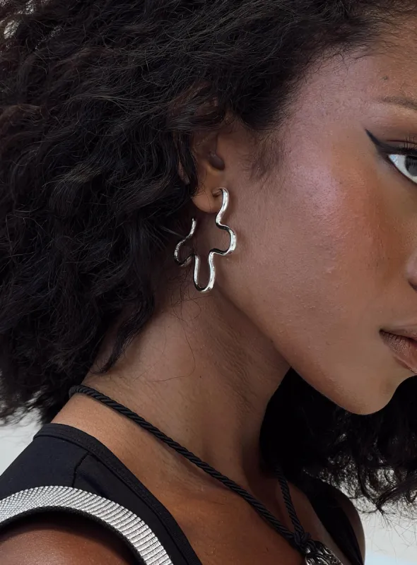 Squiggle Earrings Silver sold by Princess Polly