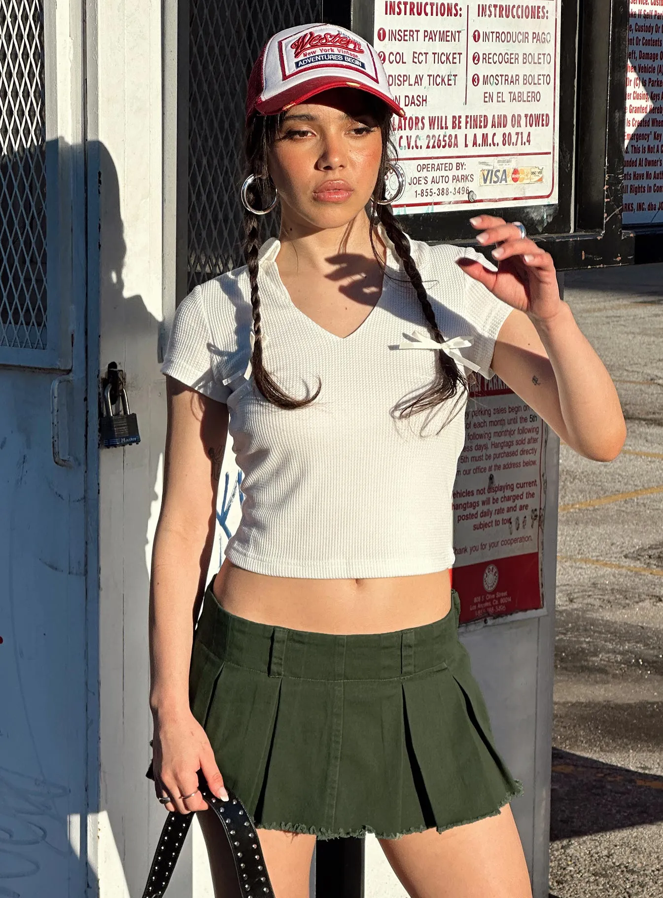 Allure 90's Mini Skort Olive sold by Princess Polly