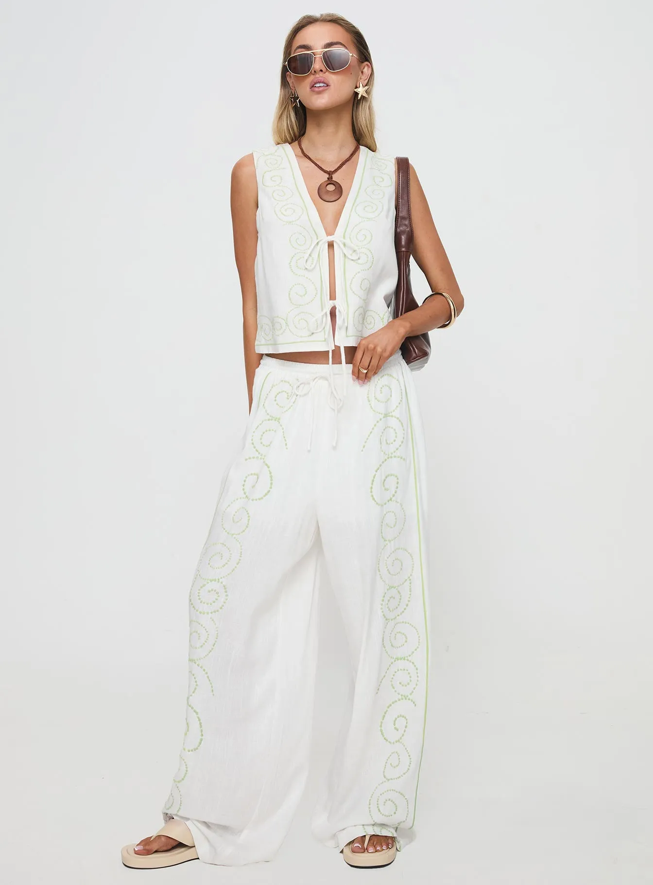 Kindred Pants White / Green sold by Princess Polly product image thumbnail 3