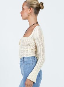 Mellow Long Sleeve Top Cream sold by Princess Polly