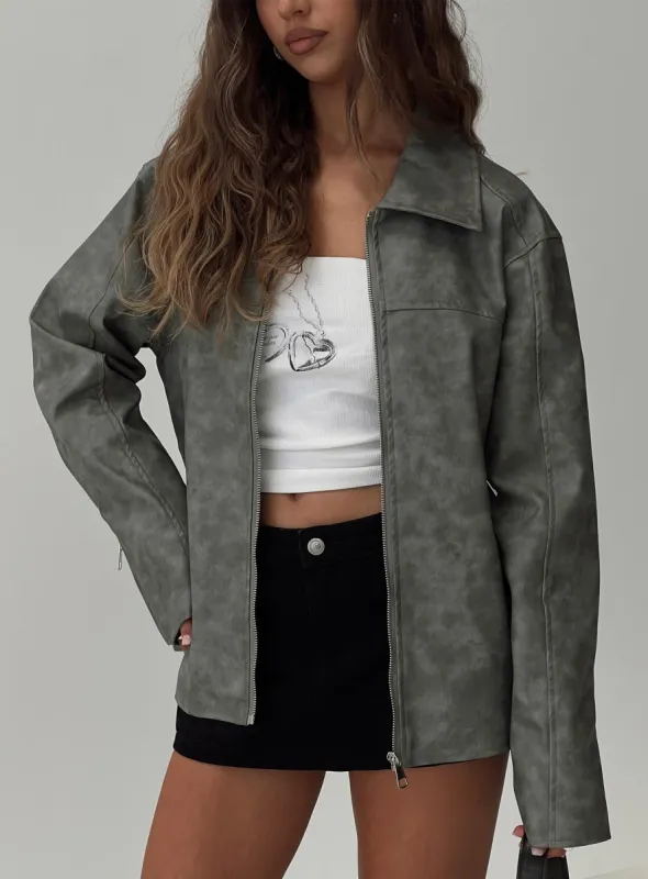 Kings Court Faux Leather Jacket Green sold by Princess Polly
