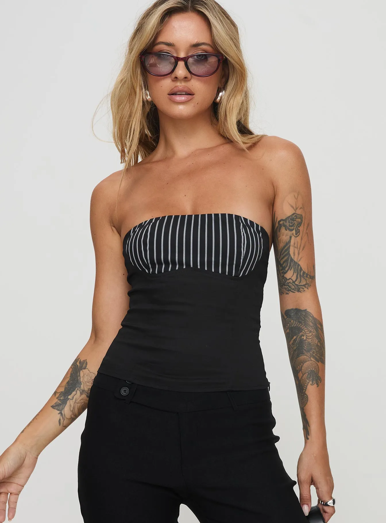 Everard Strapless Top Black sold by Princess Polly