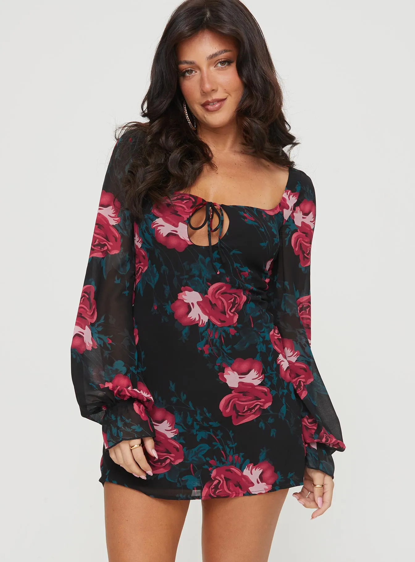 Bayford Long Sleeve Mini Dress Red / Black Petite sold by Princess Polly product image thumbnail 2