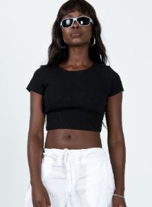 Classic Crop Tee Black Tall sold by Princess Polly