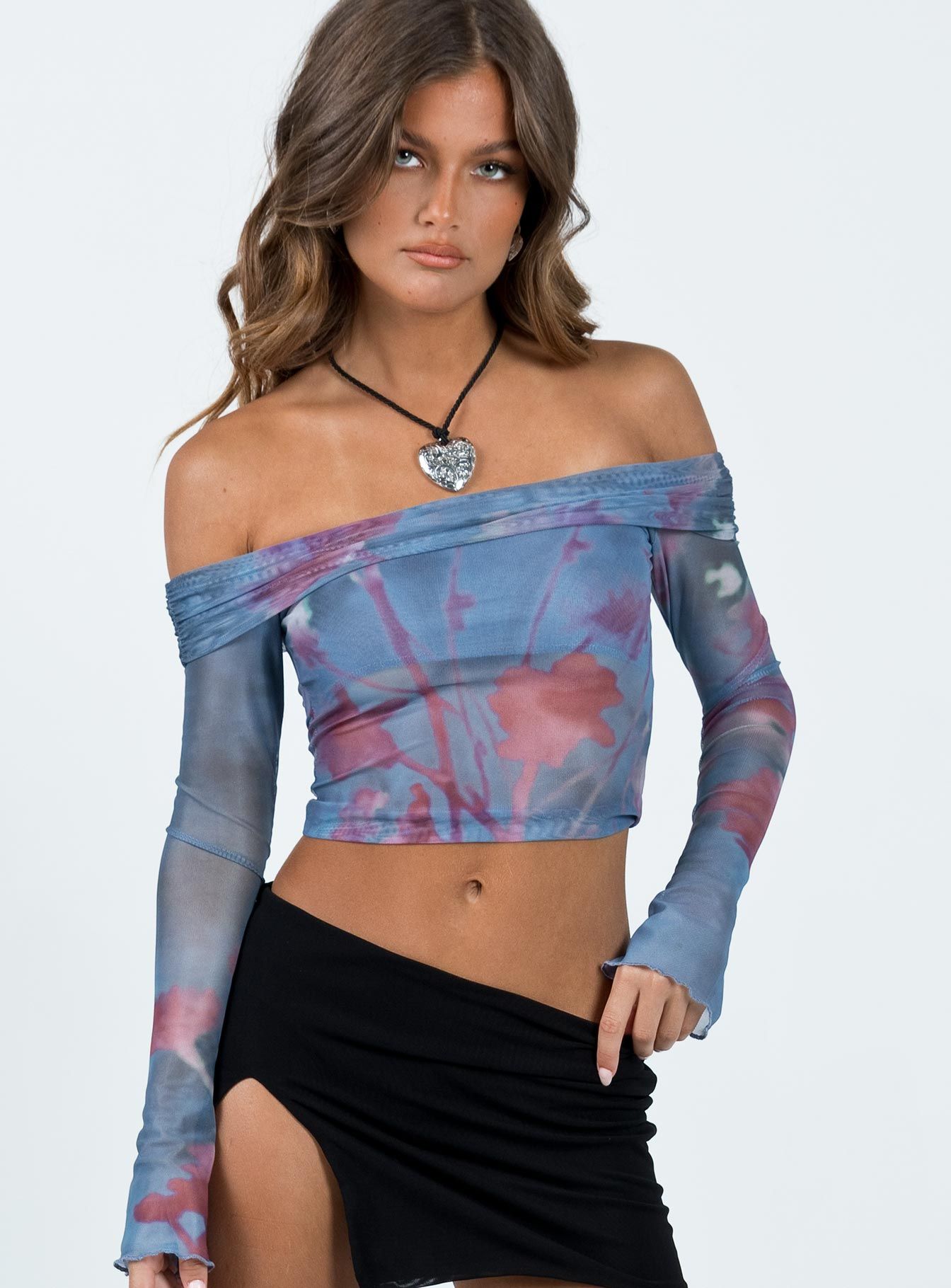Motel Nagya Top Lumen Mesh Blue sold by Princess Polly product image thumbnail 2