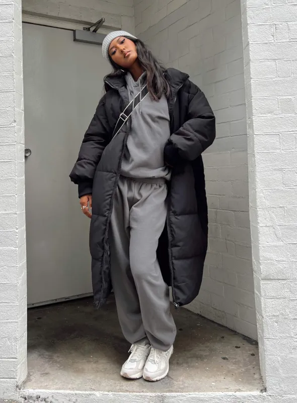 Abe Longline Puffer Jacket Black sold by Princess Polly