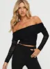 Rosenfield Off The Shoulder Top Black sold by Princess Polly