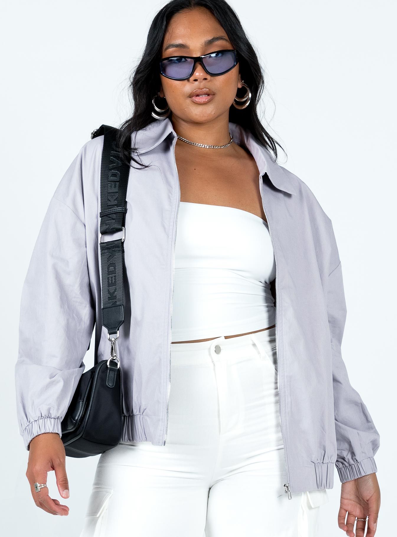 Telford Zip Up Coaches Jacket Grey sold by Princess Polly product image thumbnail 2