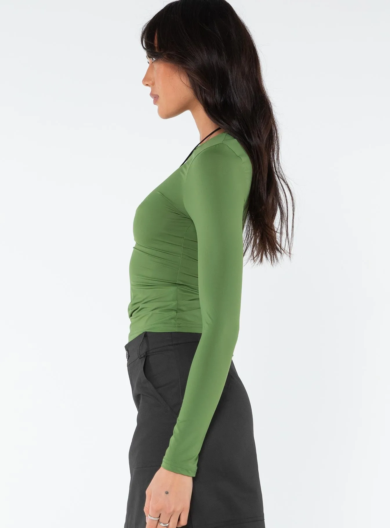 Arnim Long Sleeve Top Olive sold by Princess Polly product image thumbnail 4
