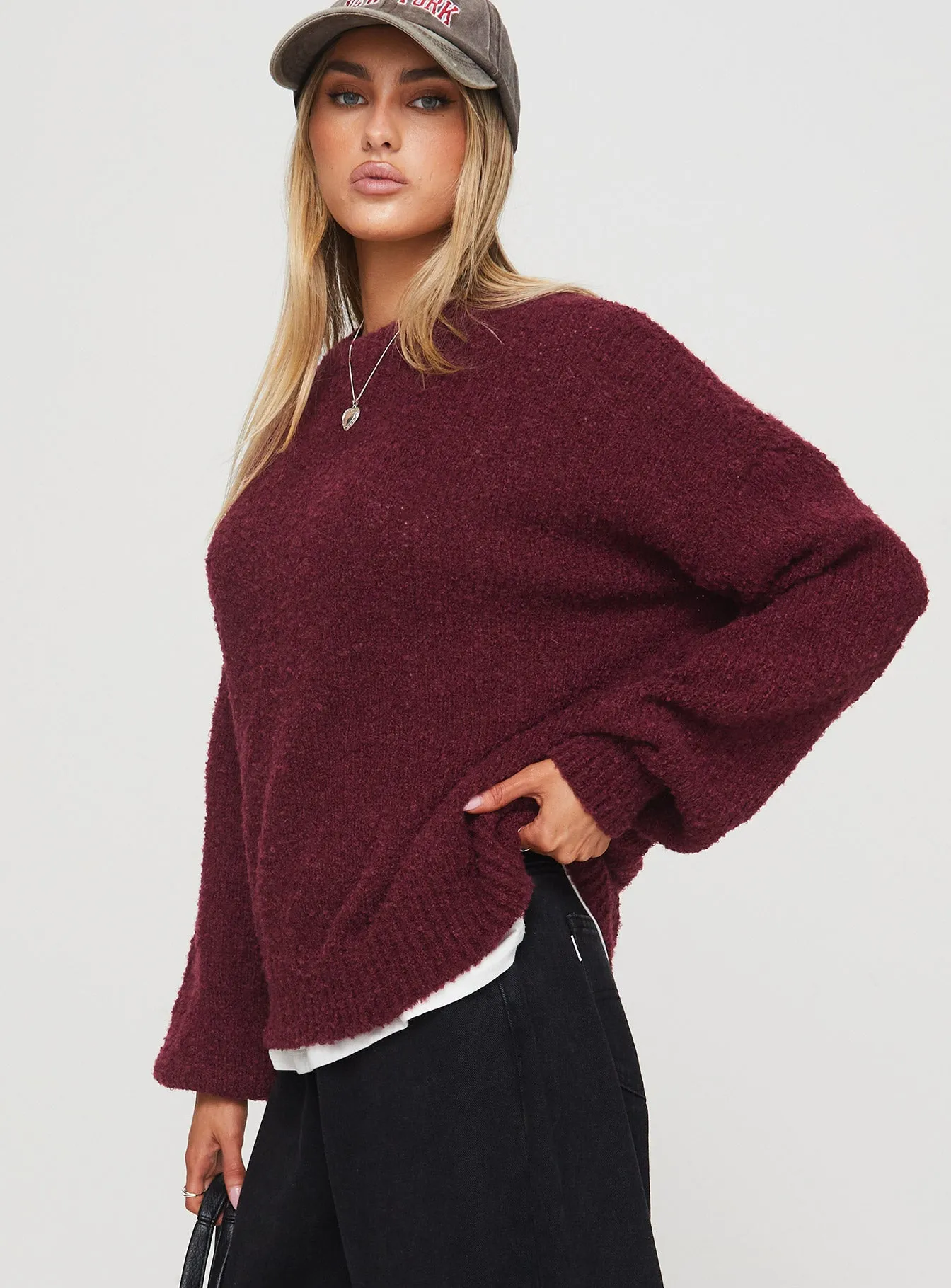 Niomie Knit Sweater Burgundy sold by Princess Polly product image thumbnail 4