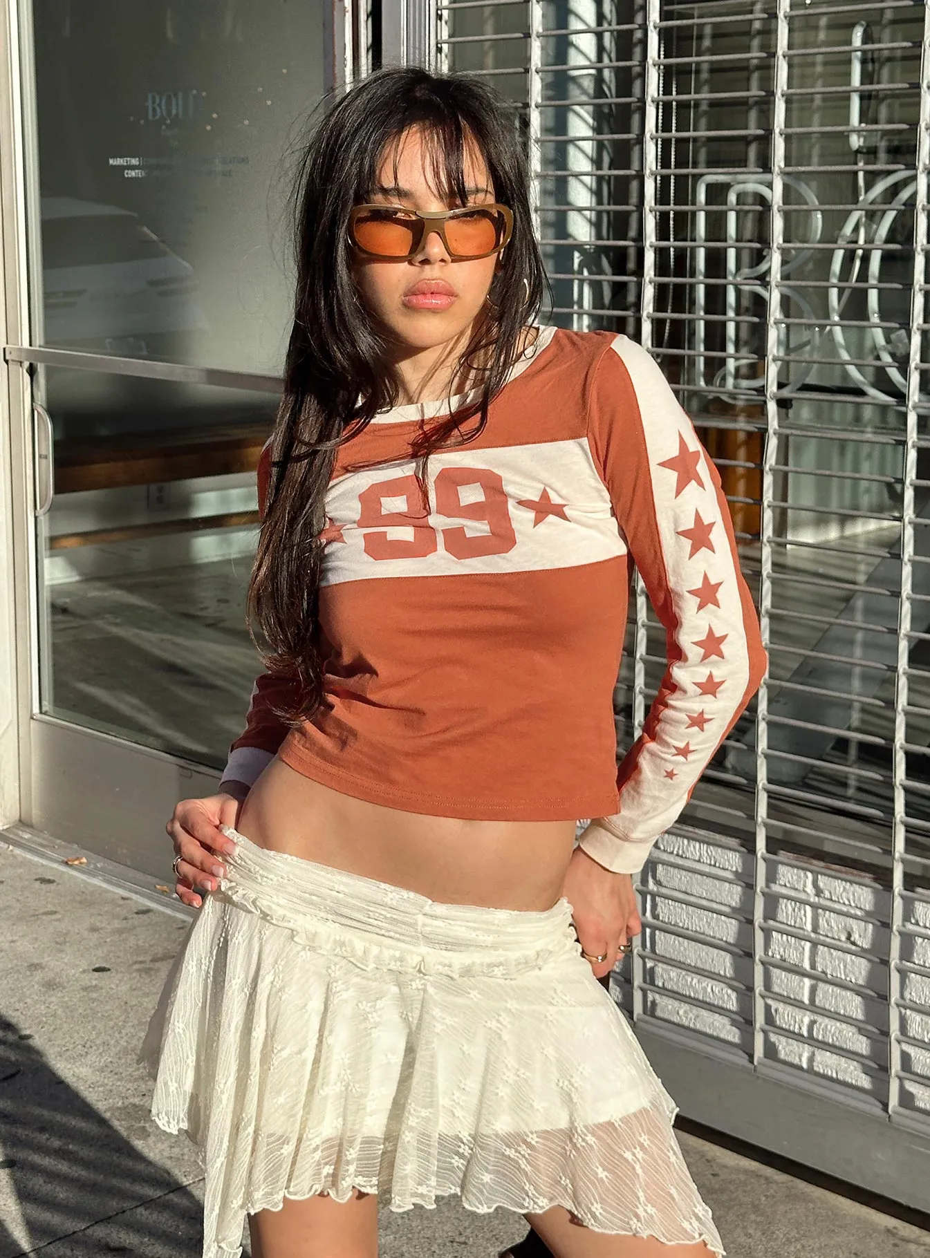 99 Roa Long Sleeve Top Orange sold by Princess Polly