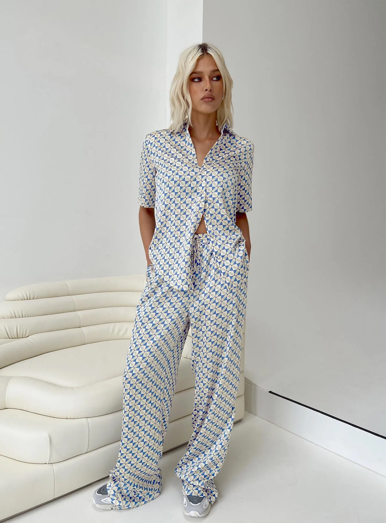 Golda Pant Blues Geo sold by Princess Polly