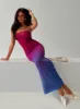 Stolen Love Strapless Maxi Dress Pink / Purple Ombre sold by Princess Polly