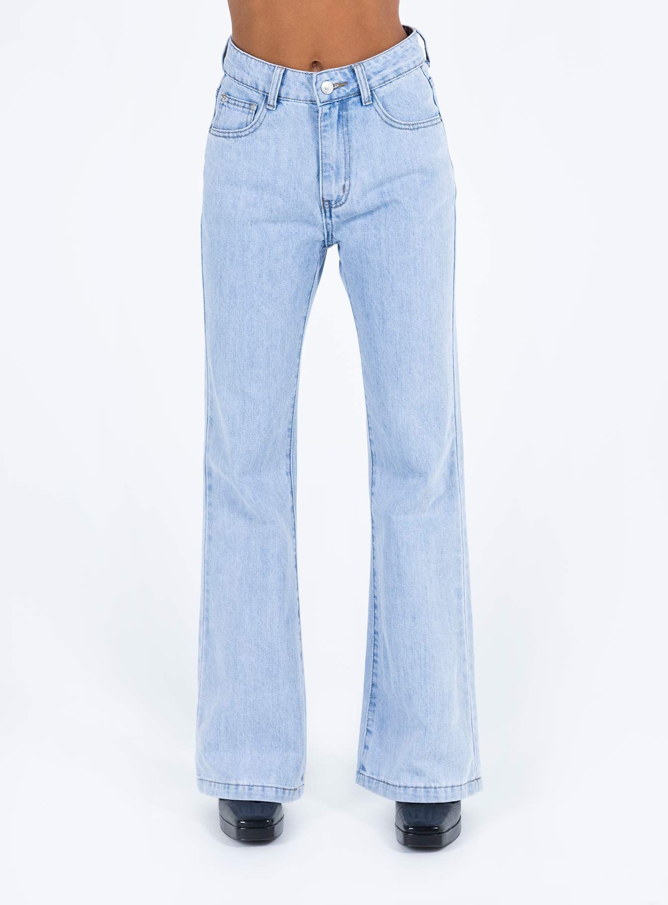 Zelkova Flared Jeans Mid Wash Denim sold by Princess Polly