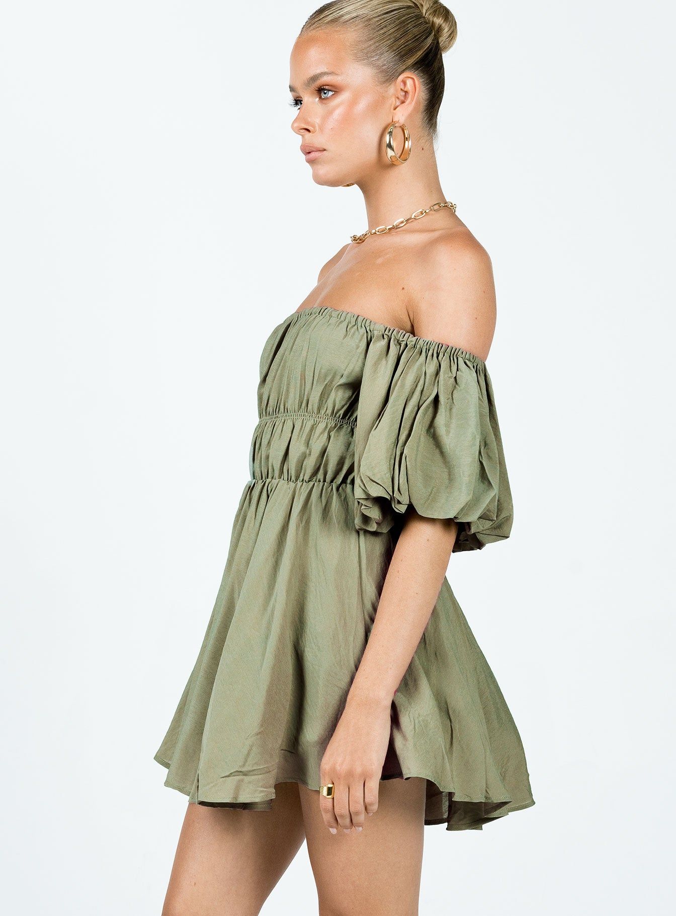 Halton Mini Dress Khaki sold by Princess Polly product image thumbnail 4