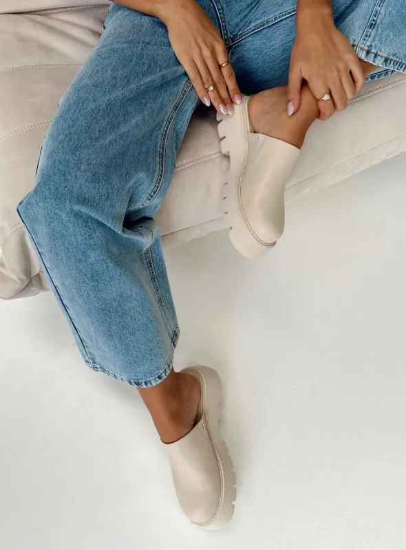 Marcie Slide On Flats Cream sold by Princess Polly