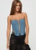 Eden Lace Up Corset Denim Mid Wash sold by Princess Polly
