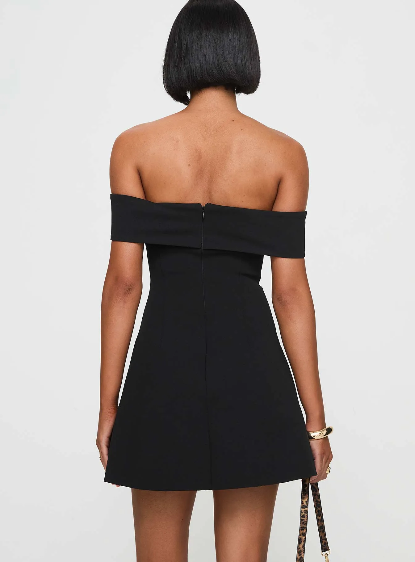 Lanes Off The Shoulder Mini Dress Black sold by Princess Polly product image thumbnail 5