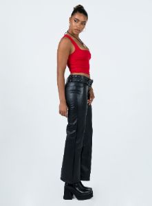 Torridon Eyelet Belt Faux Leather Pants Black sold by Princess Polly