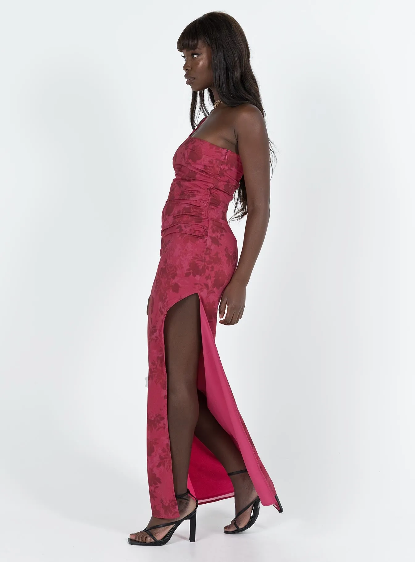 Chika One Shoulder Maxi Dress Red sold by Princess Polly product image thumbnail 4