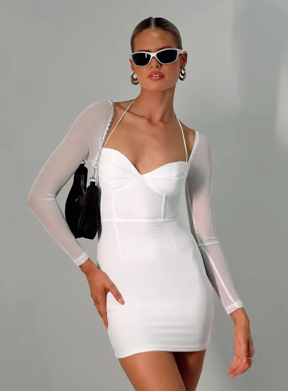 Flavelle Long Sleeve Mini Dress White sold by Princess Polly