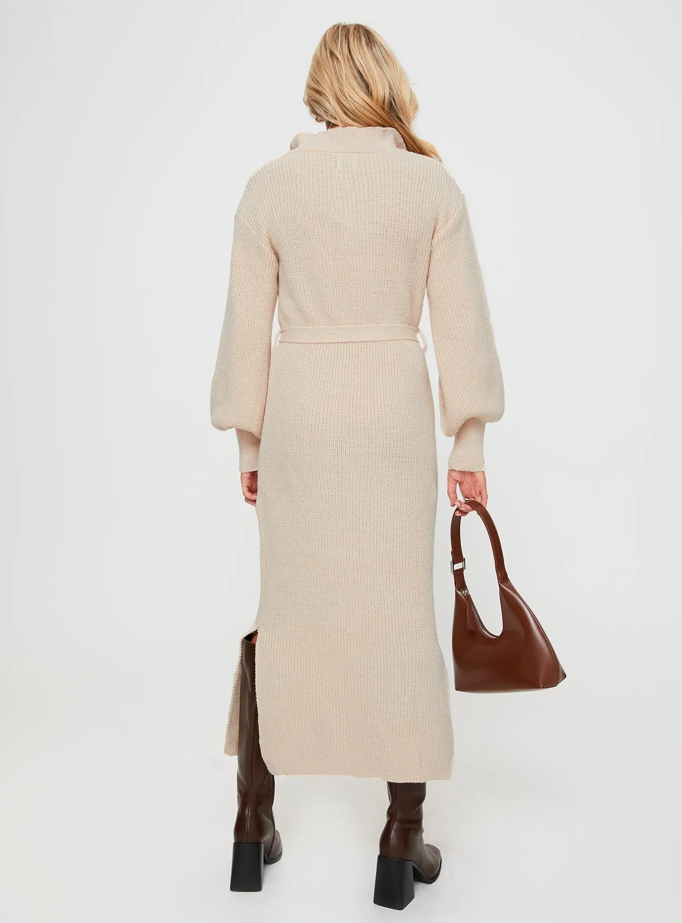 Oriel Long Sleeve Knit Maxi Dress Beige sold by Princess Polly product image thumbnail 4