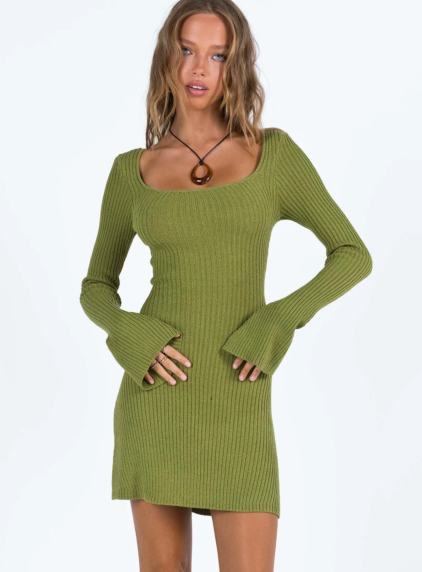 Brownhall Long Sleeve Mini Dress Green sold by Princess Polly product image thumbnail 2