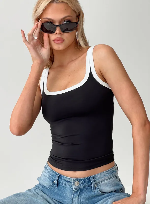 Caputo Contrast Tank Black sold by Princess Polly