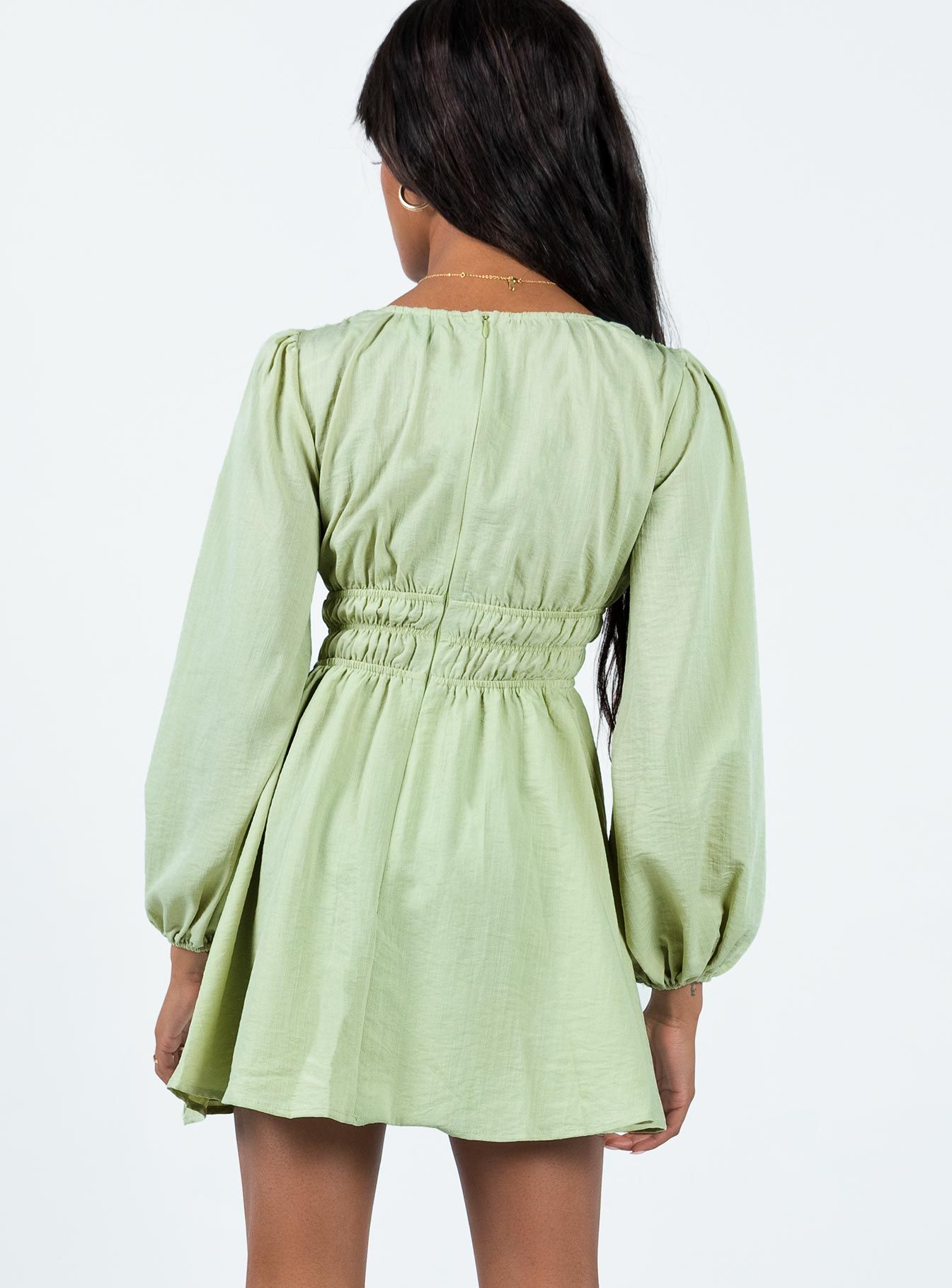 Marsia Long Sleeve Mini Dress Sage sold by Princess Polly product image thumbnail 4