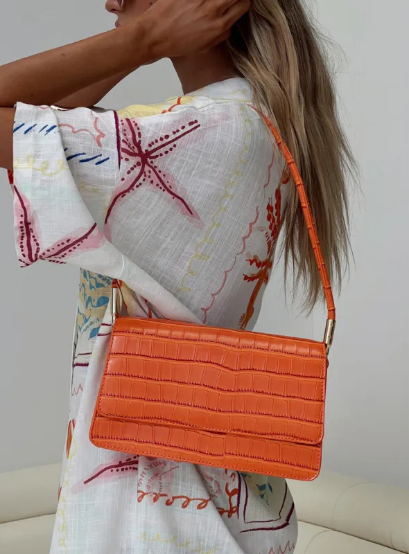 Moshe Croc Shoulder Bag Orange sold by Princess Polly