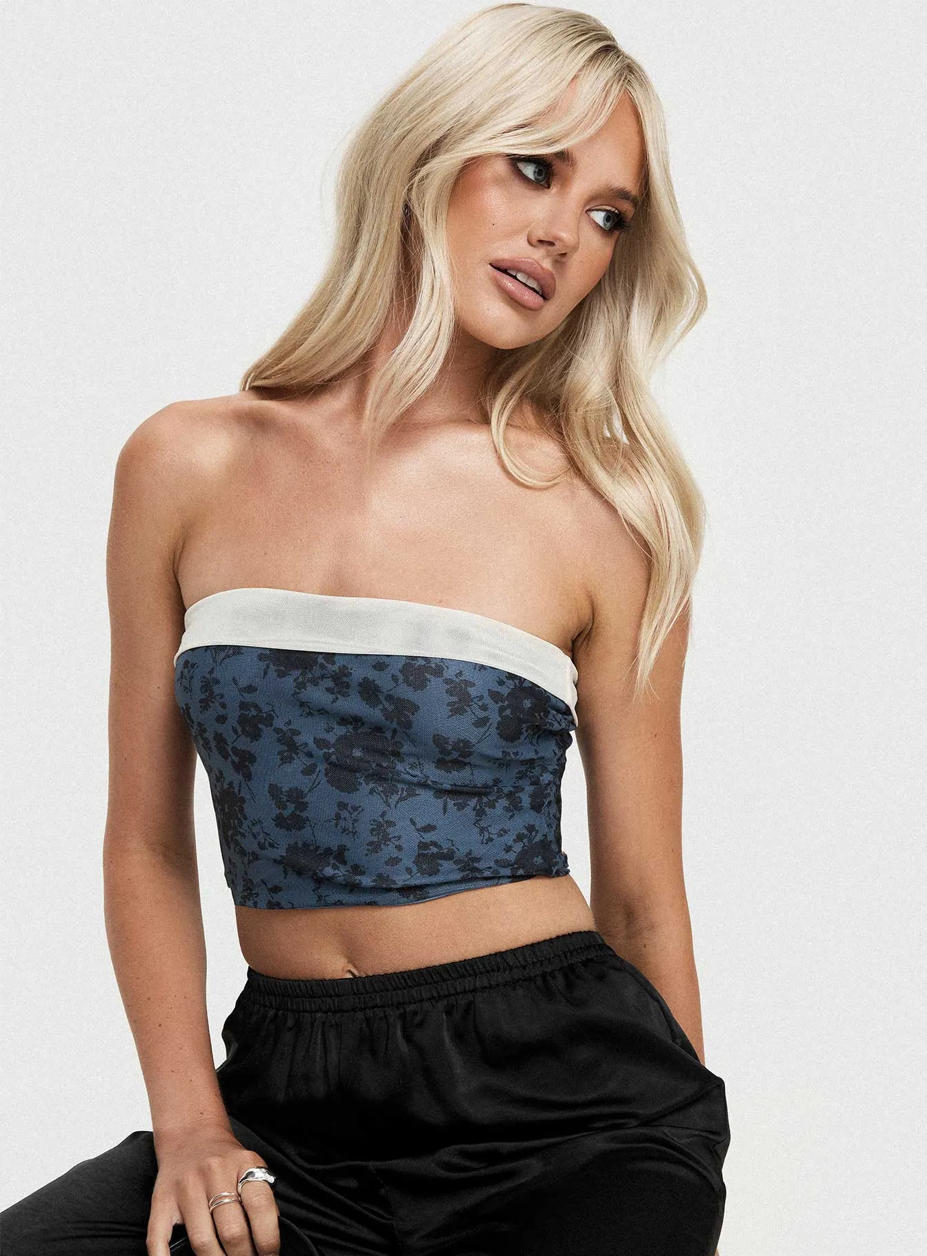 Graysona Strapless Top Navy sold by Princess Polly