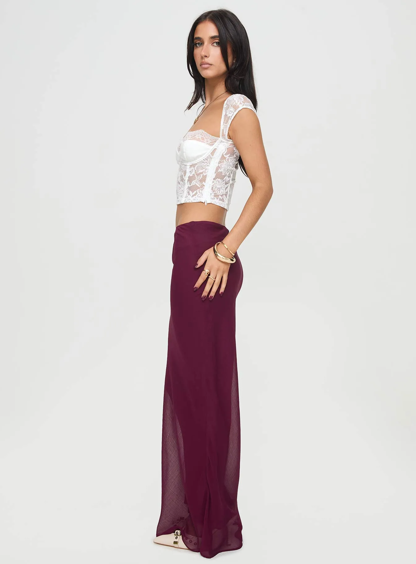 Devon Maxi Skirt Burgundy sold by Princess Polly product image thumbnail 5