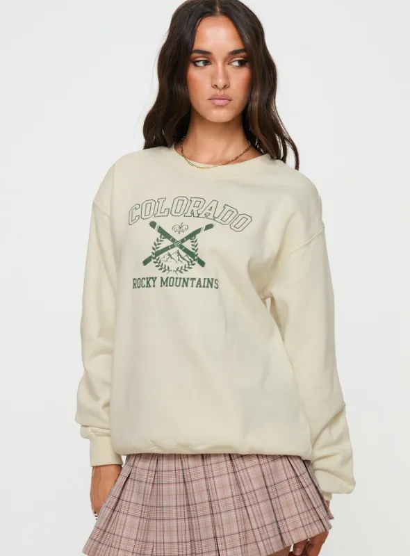Rocky Crew Neck Sweatshirt Cream sold by Princess Polly