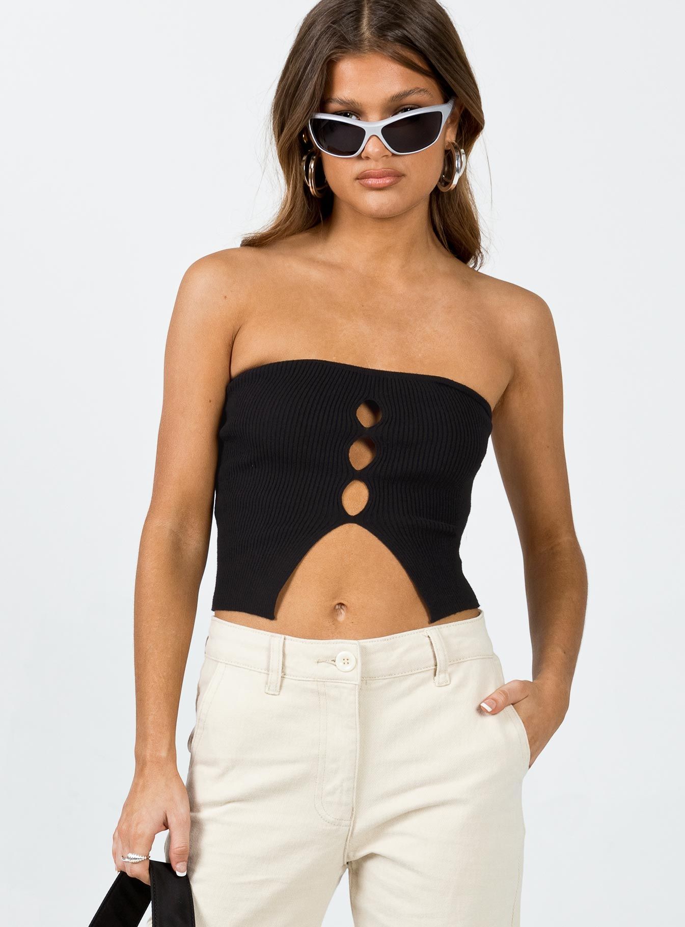 Jeraldine Strapless Top Black sold by Princess Polly