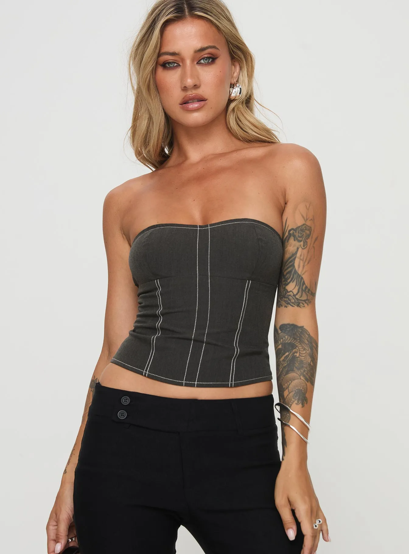 Vacke Strapless Top Grey sold by Princess Polly product image thumbnail 2