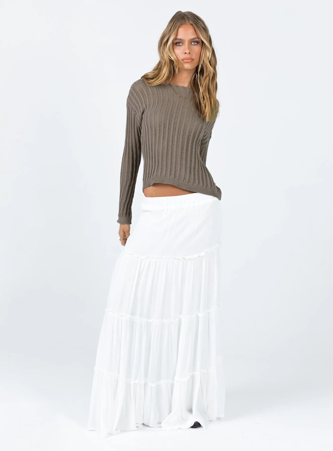 Miriah Maxi Skirt White Low Impact sold by Princess Polly product image thumbnail 2