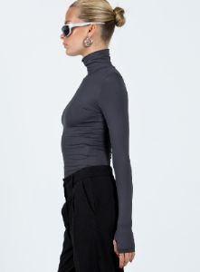 Elysium Long Sleeve Turtleneck Top Grey sold by Princess Polly