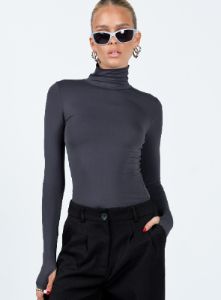 Elysium Long Sleeve Turtleneck Top Grey sold by Princess Polly