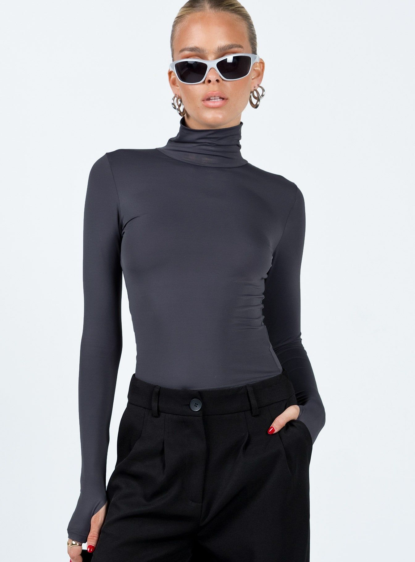 Elysium Long Sleeve Turtleneck Top Grey sold by Princess Polly product image thumbnail 2