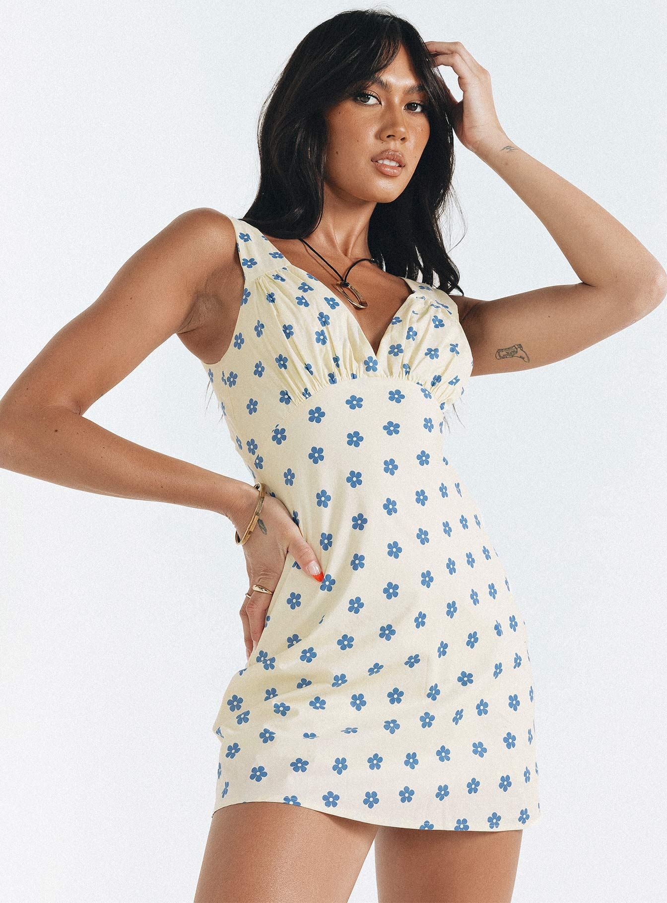 Cordero Mini Dress Yellow Floral sold by Princess Polly