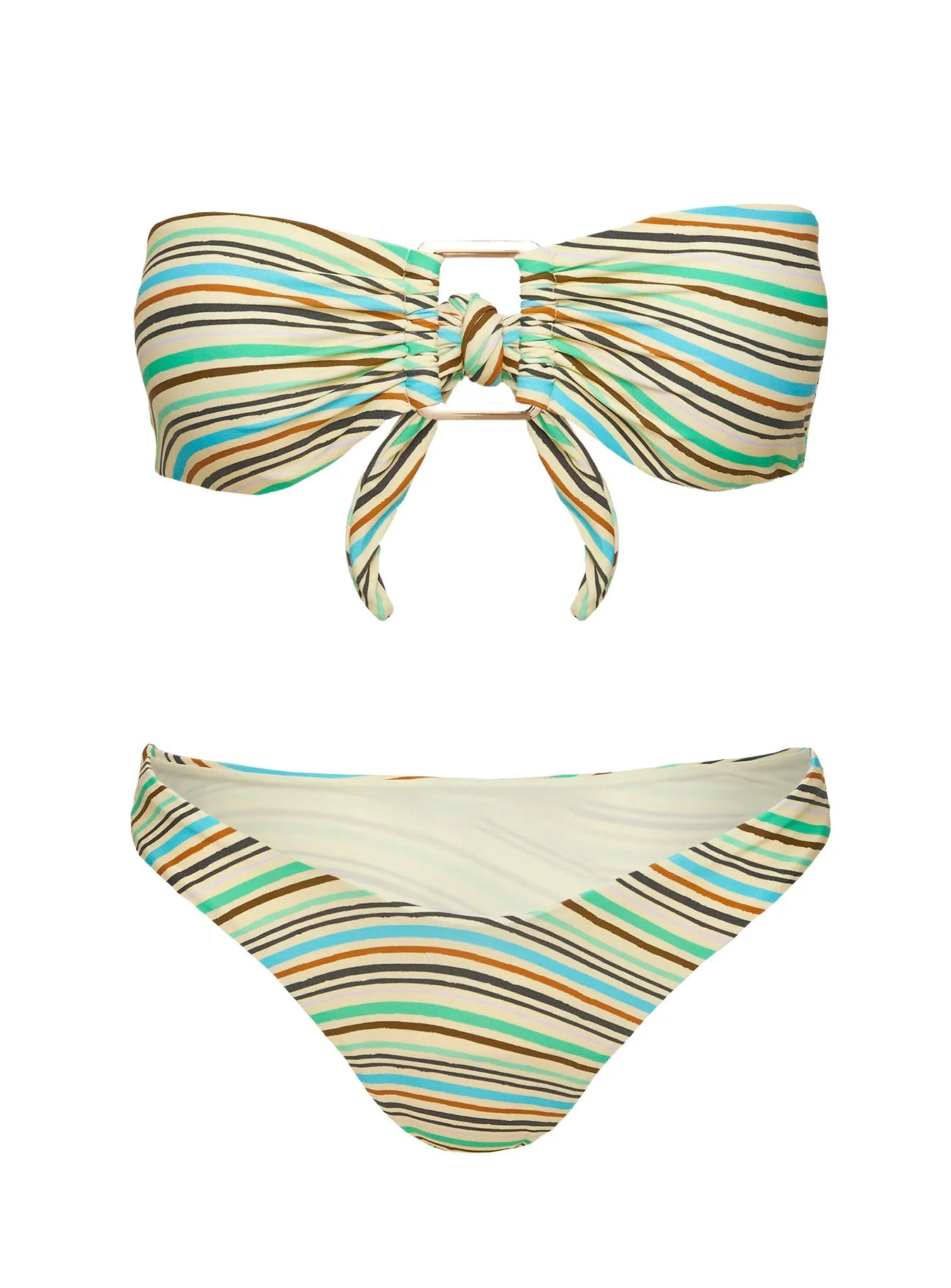 Calbira Bandeau Bikini Top Green Stripe sold by Princess Polly product image thumbnail 5
